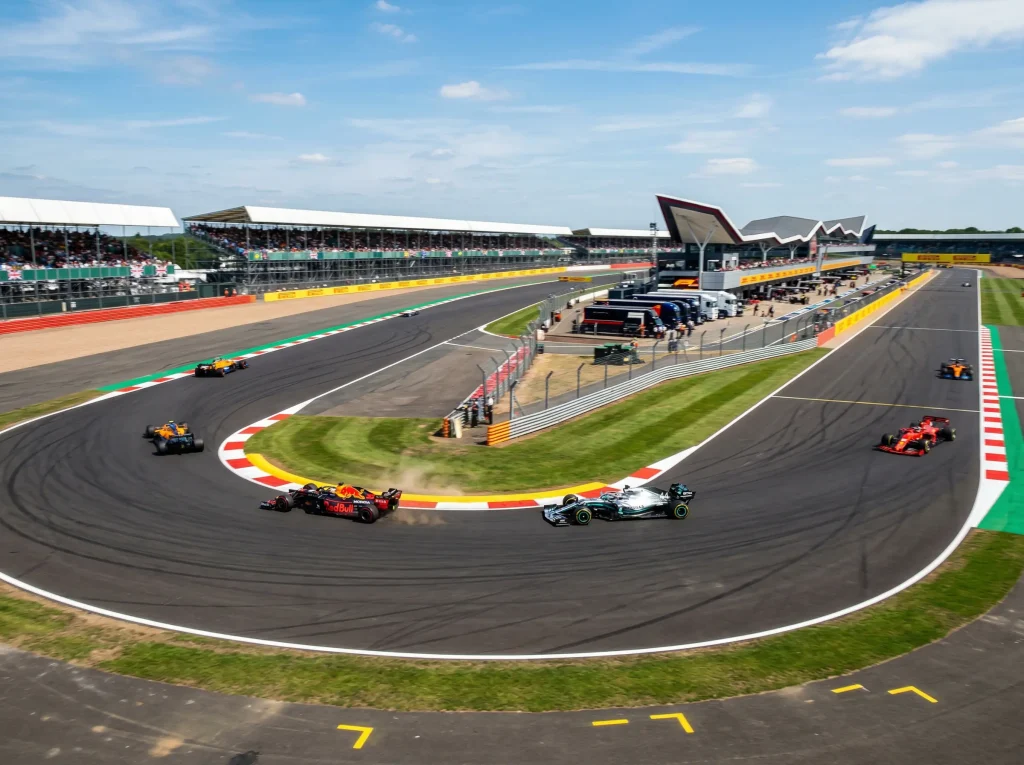 Monoplazas de Fórmula 1 durante sesión de entrenamientos libres en circuito