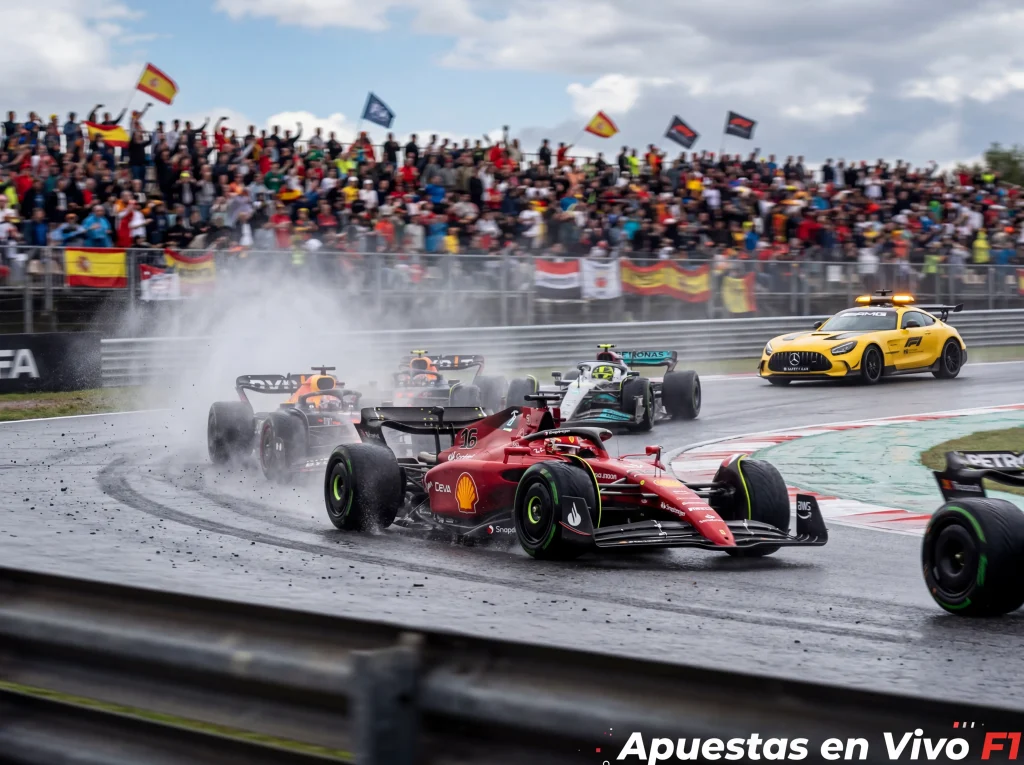 Apuestas en vivo durante una carrera de Fórmula 1 con coches en pista