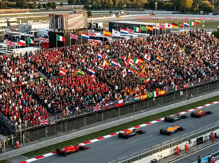 Gradas llenas de aficionados durante un Gran Premio de Fórmula 1