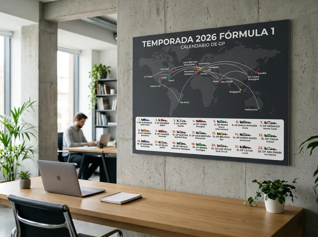 Calendario de la temporada de Fórmula 1 2026 con fechas de Grandes Premios