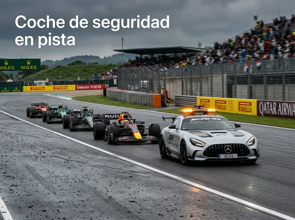 Safety Car de F1 liderando el pelotón durante una neutralización de carrera